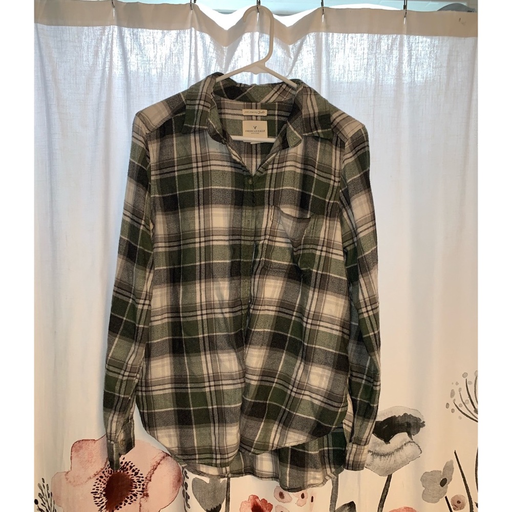 American Eagle Green Boyfriend Flannel